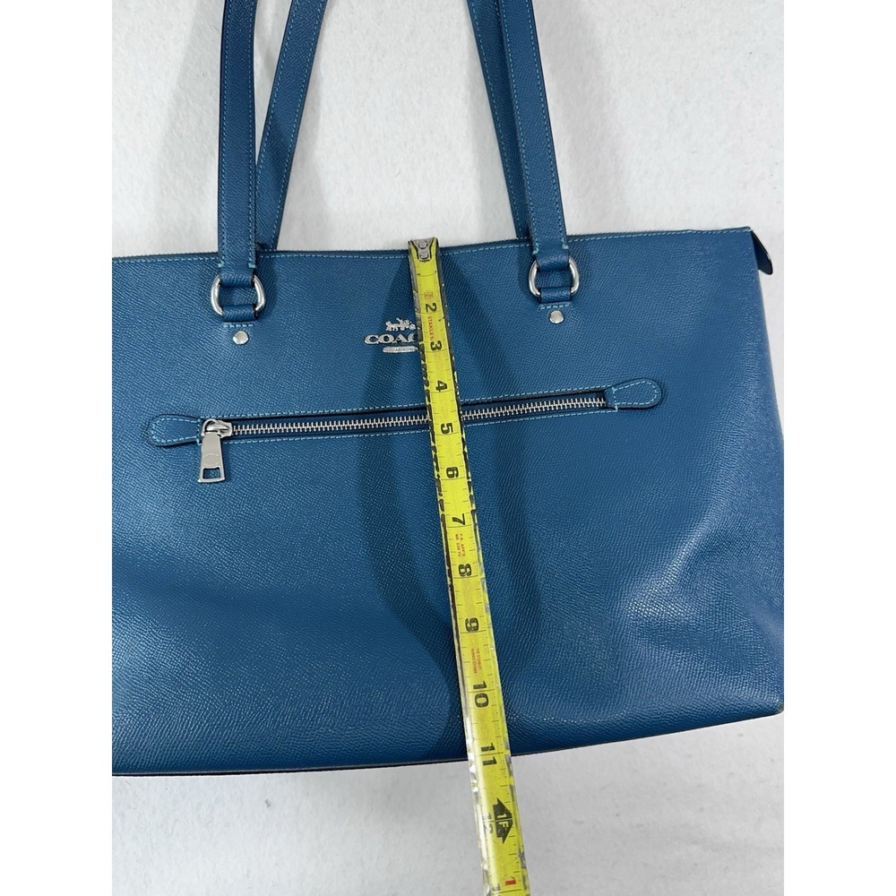 Coach Blue Leather Tote Bag - Classic Shoulder Handbag - Picture 6 of 11